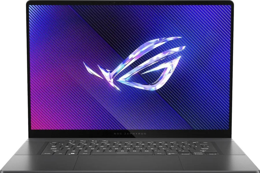 Close-up of a gaming laptop keyboard and screen during a game