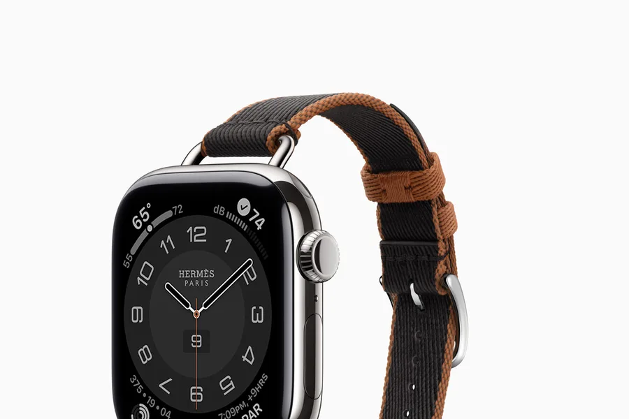 Close-up of a smartwatch face showing health metrics