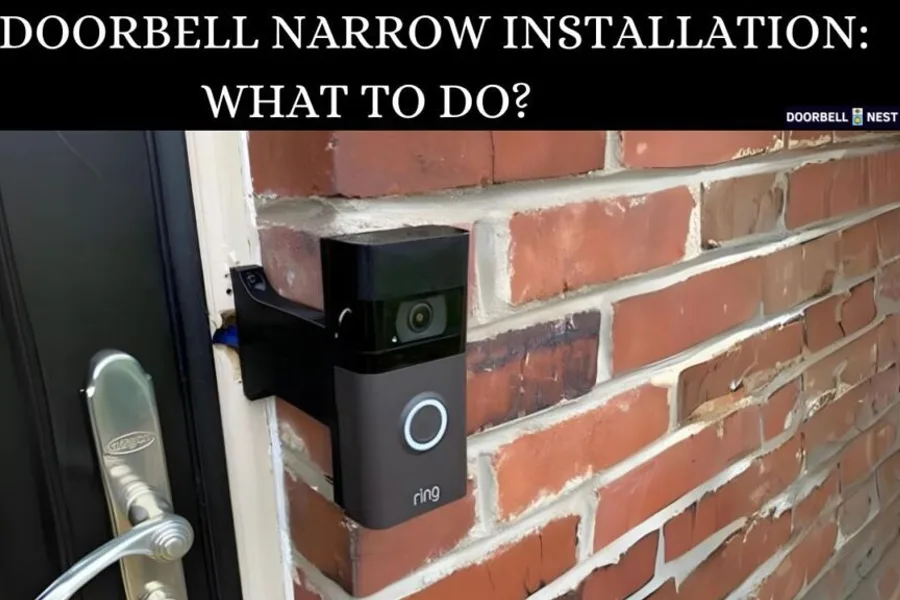 Hands holding a phone showing a video doorbell live feed of a front porch